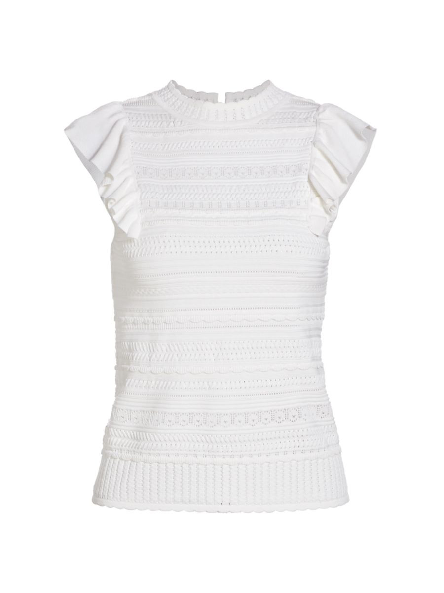 Pointelle Flutter-Sleeve Top | Saks Fifth Avenue