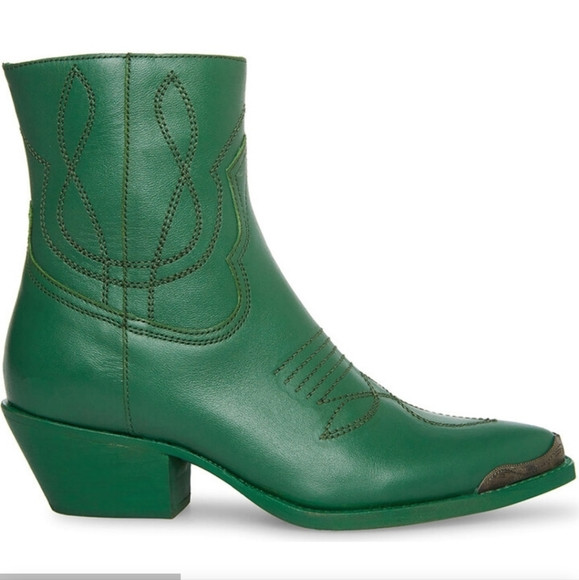 Steve Madden Greyson Green Leather Western Cowboy Ankle Boots | Poshmark