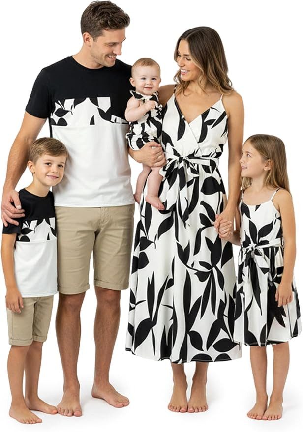 PATPAT Family Matching Outfits Mommy and Me Dresses Hawaiian Tropical Vacation Beach Spaghetti St... | Amazon (US)