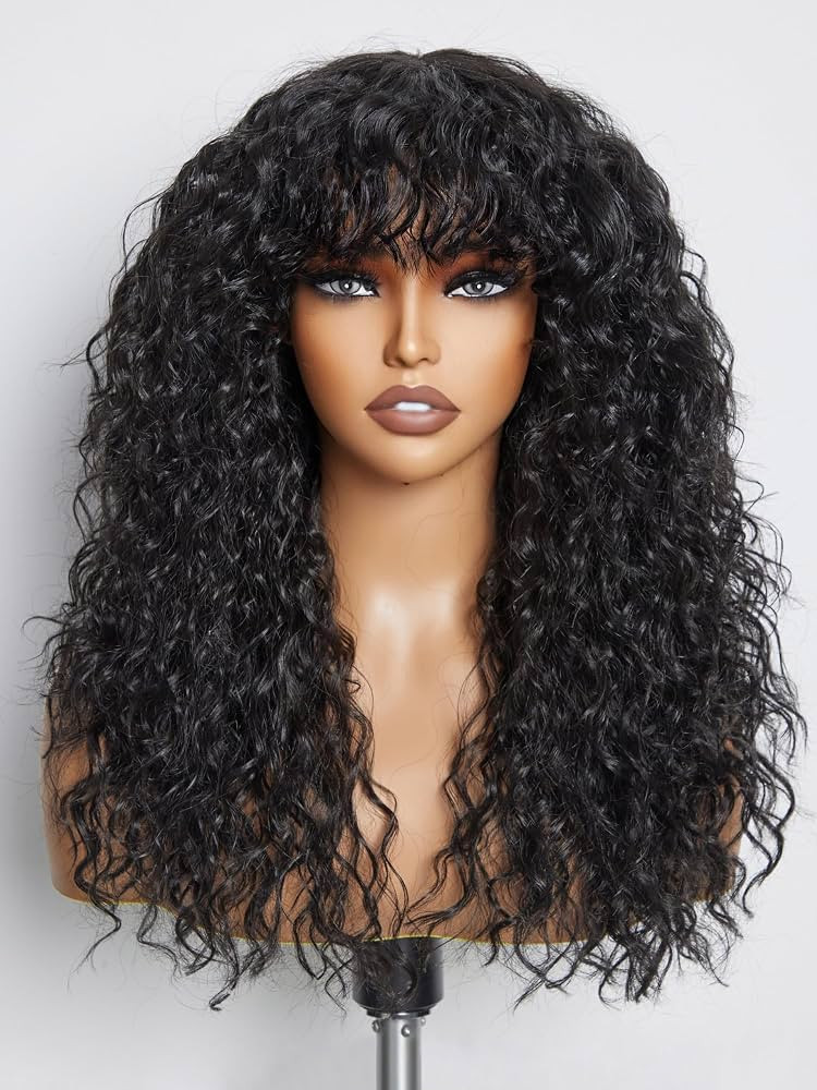 GORGIUS Shaggy Haircuts Natural Black Curly Wig with Bangs Crafted with Style-Archive™ Technolo... | Amazon (US)