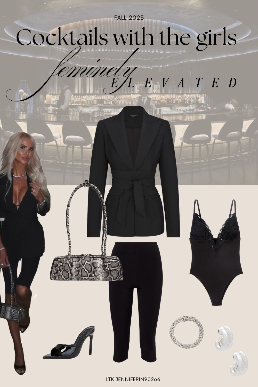 Chic city night out wearing a Naked Wardrobe blazer paired with the Commando capri leggings in stock at Revolve. Accessorize with the handbag shape of the season with an elevated  Alaïa teckel snakeskin bag 🔥 

Fun fact : A “Teckel bag” by Alaïa, is French for “dachshund,” and the bag’s elongated, low-profile silhouette was inspired by the breed’s shape 🐶