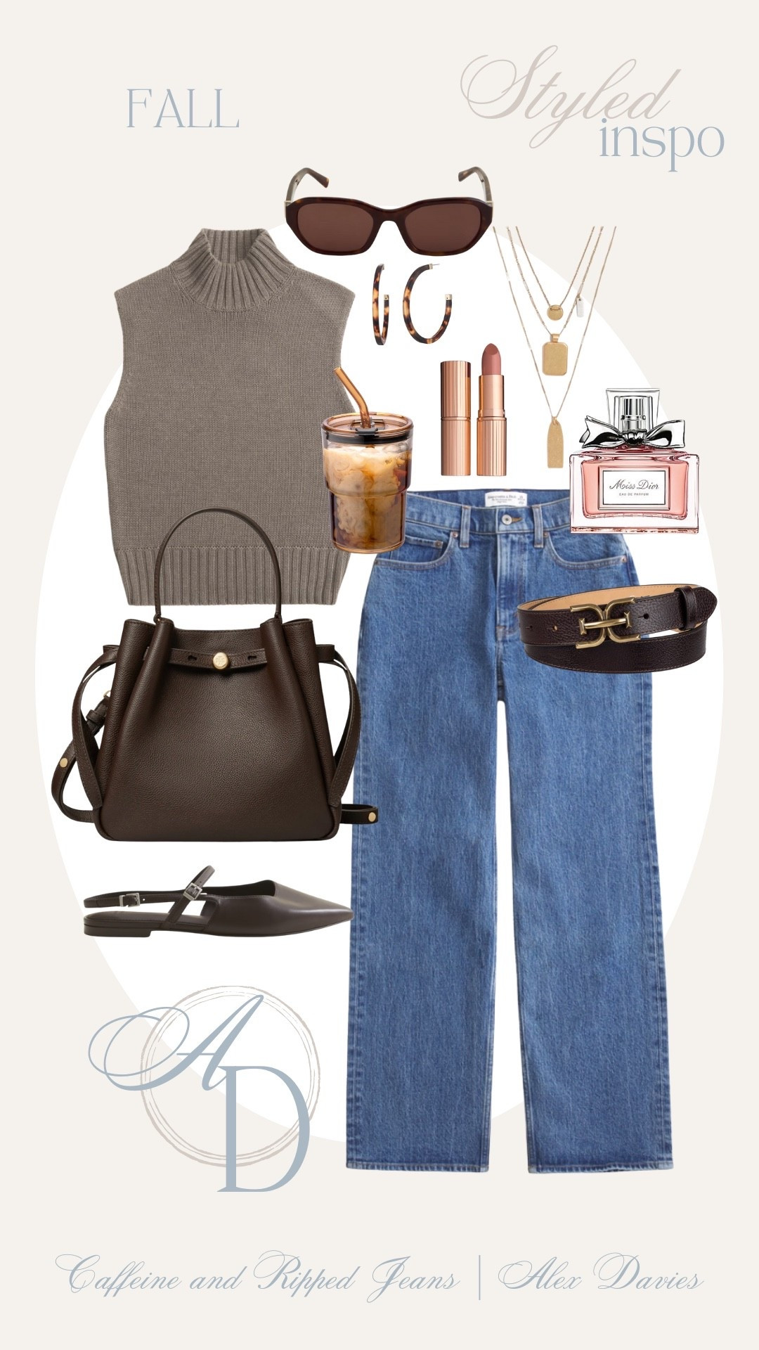// mock neck sleeveless sweater // denim for fall // dior perfume // Sam Edelman belt // Tory Burch bag // bucket bag // dark brown slides // coffee to go // pillow talk by charlotte tilbury // gold jewelry // sunglasses // tortoise shell hoops // 

#LTKSeasonal #LTKFallSale #LTKSaleAlert