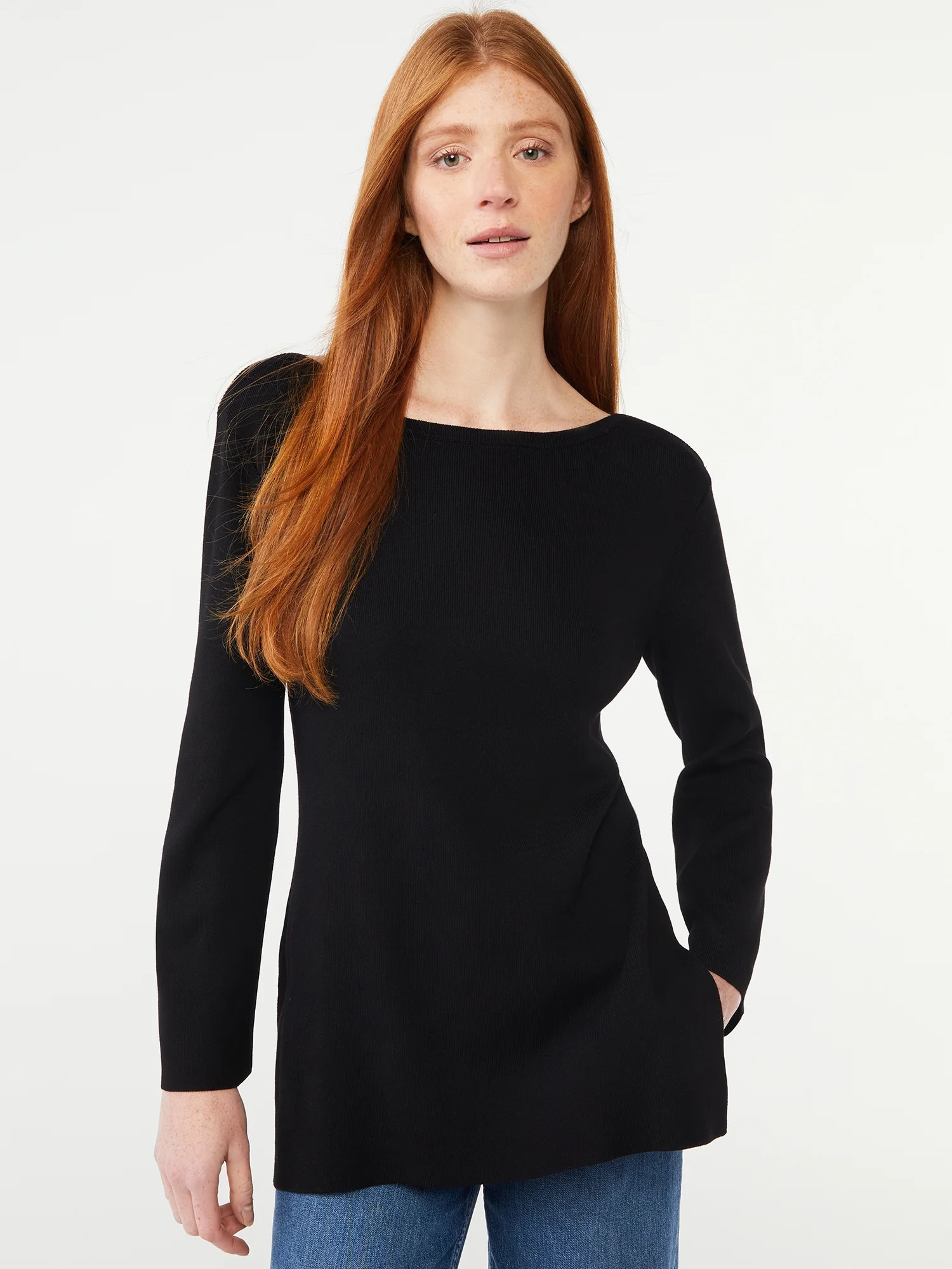Free Assembly Women's Boatneck Tunic Sweater, Midweight - Walmart.com | Walmart (US)