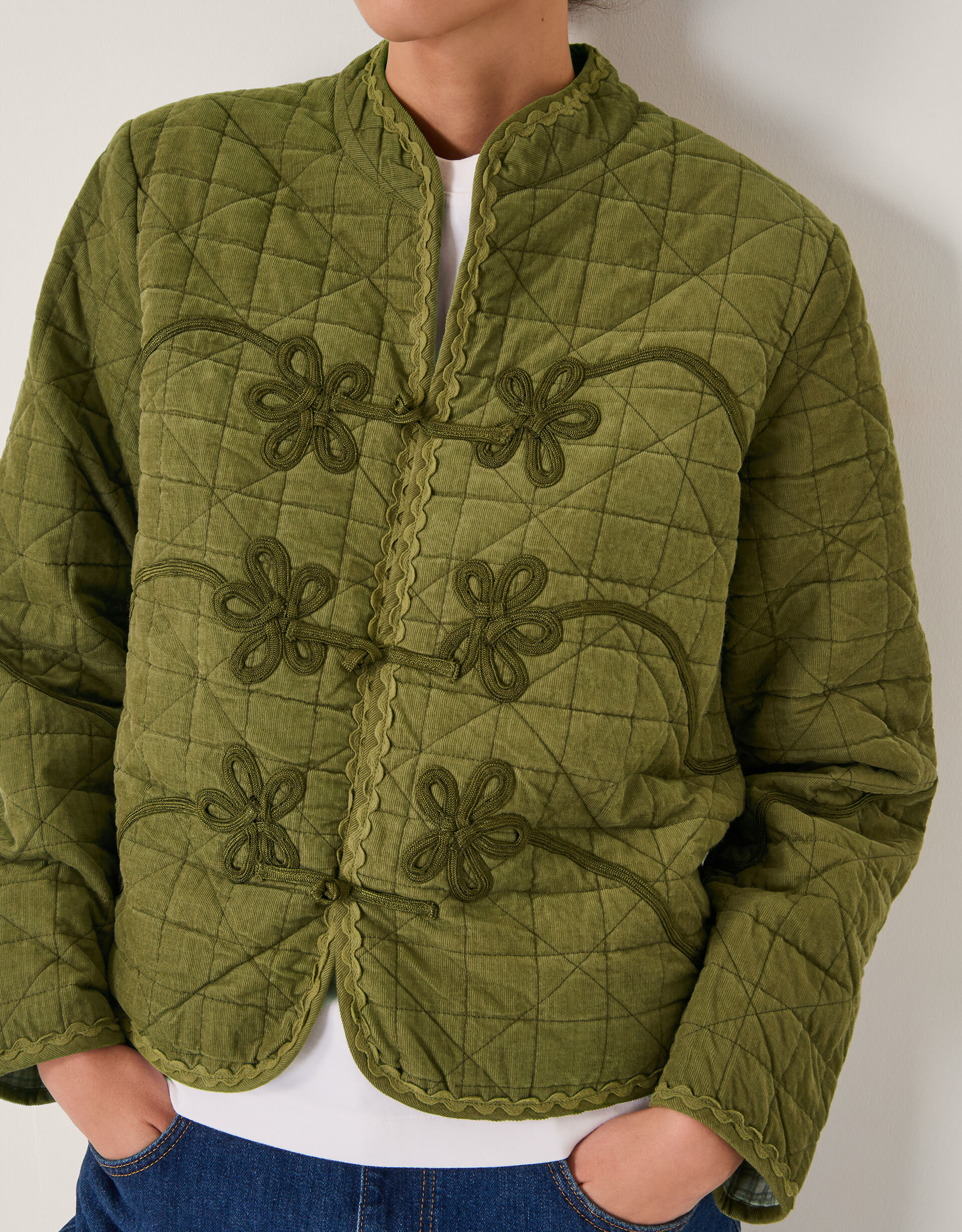 Gaia Quilted Corduroy Jacket Green | Monsoon (UK)