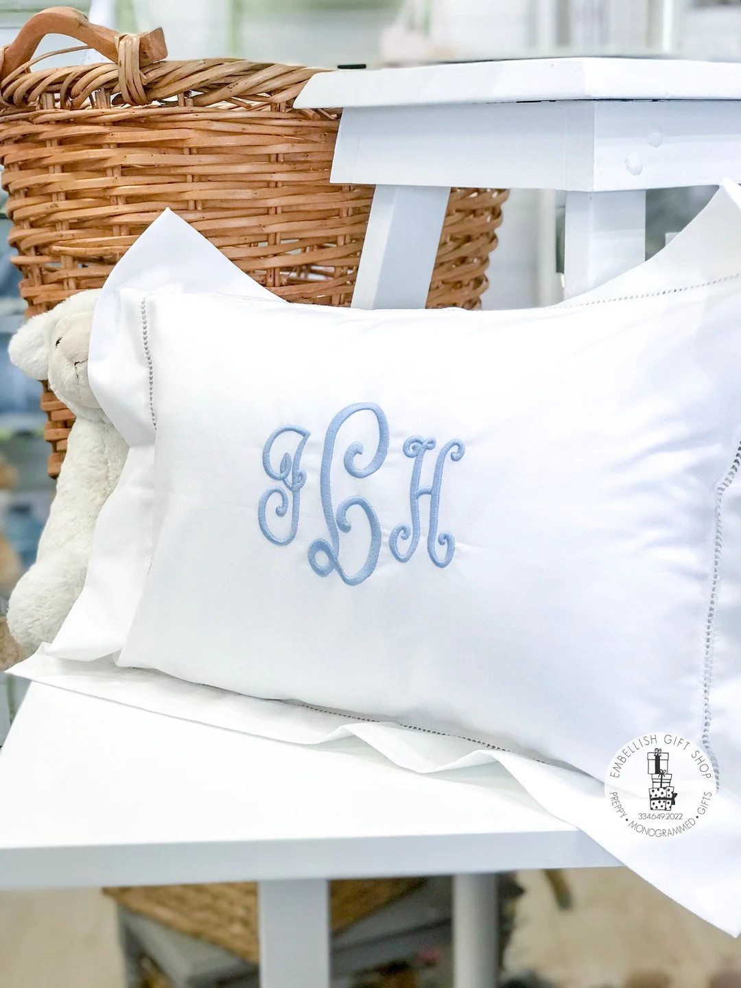 Monogrammed Pillow Sham |personalized Baby Gift Boudoir Pillow| Monogram Baby Pillow Hemstitched ... | Etsy (US)