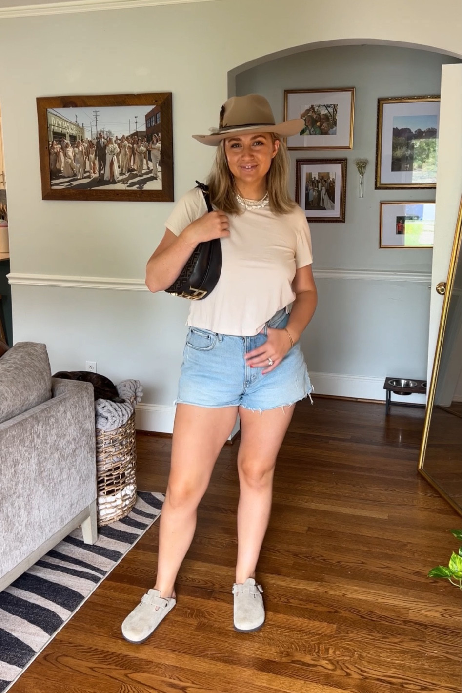 Hat is from rustlers. Wearing a 29 in the shorts and 8 in the top 