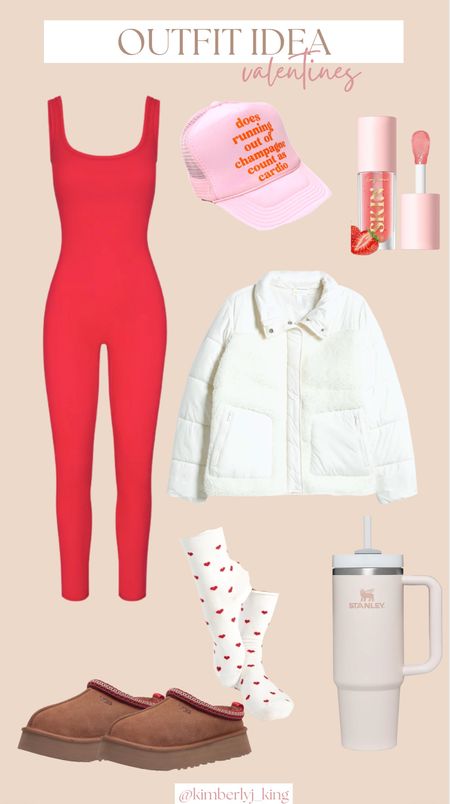 Valentine’s Day outfit 
Workout outfit
Gym outfit 
Errand outfit
Casual outfit idea 
Clean girl aesthetic 
Trucker hat
White puffer jacket 
Uggs
Stanley 
Red jumpsuit
Sports onesie 
Sports jumpsuit 
Outfit idea
Outfit inspiration 
Amazon fashion 
Amazon outfit 
Amazon style
Skims 


#LTKfindsunder50 #LTKstyletip #LTKHoliday