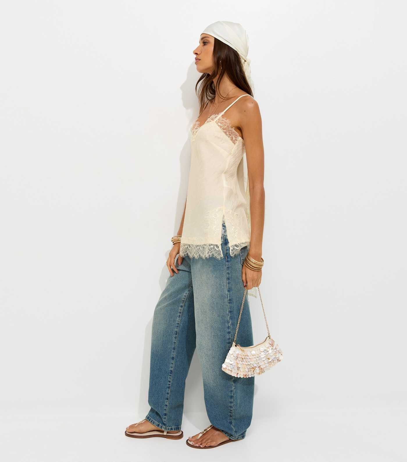 Off White Lace Trimmed Longline Cami Top | New Look | New Look (UK)
