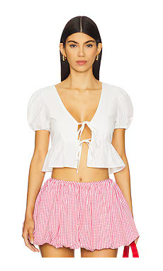 MORE TO COME Shiloh Puff Sleeve Top in White from Revolve.com | Revolve Clothing (Global)
