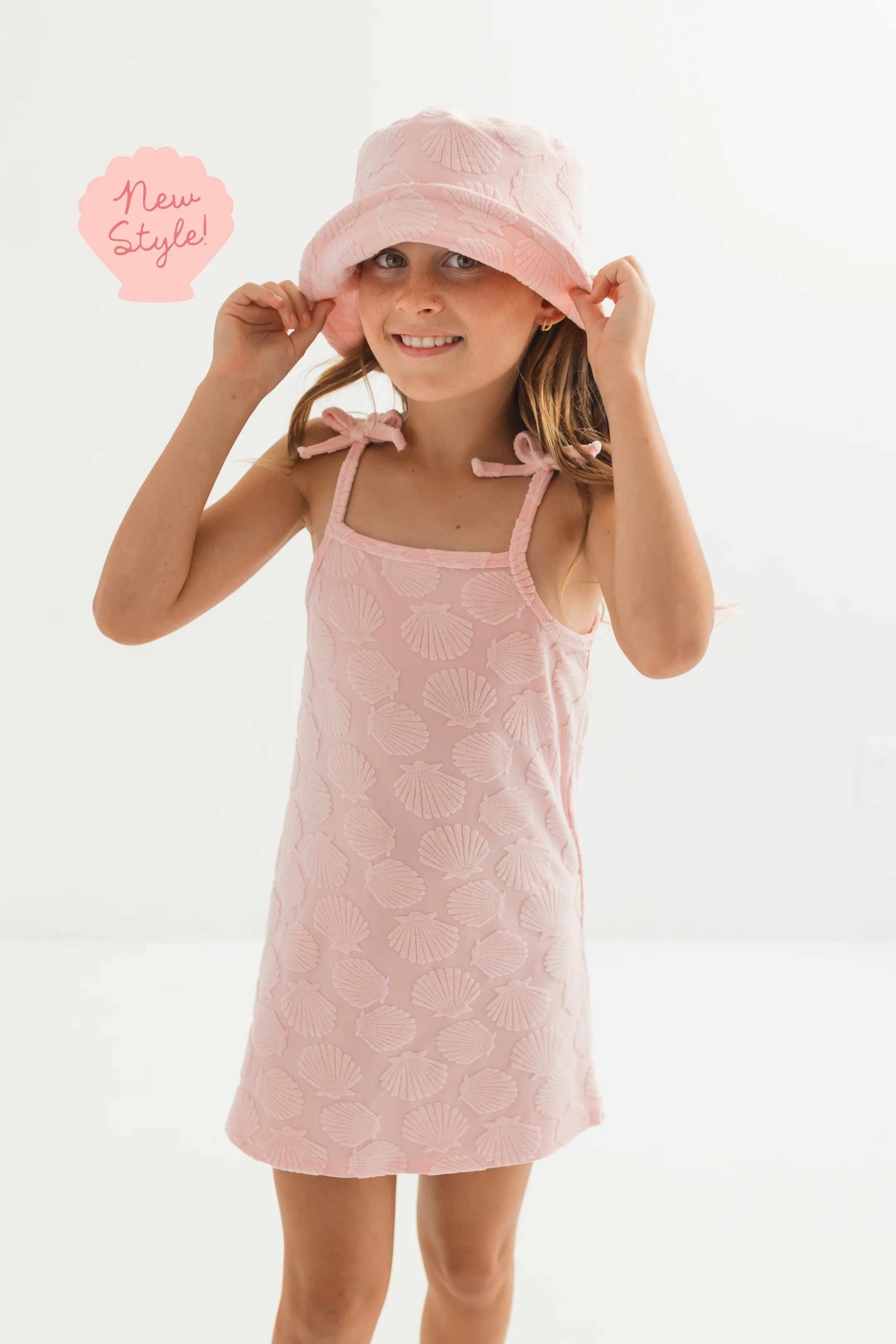 Pink Seashell Terry Tank Dress | Girls Beach Vacation Dress | In My Jammers | In My Jammers