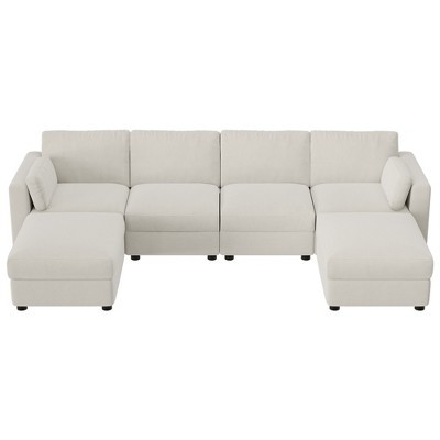 Sectional Sofa Couch Oversized with Deep Seats, Chenille Modular L/U Shaped Cloud Couch for Living Room, 6 Seats, Beige | Target