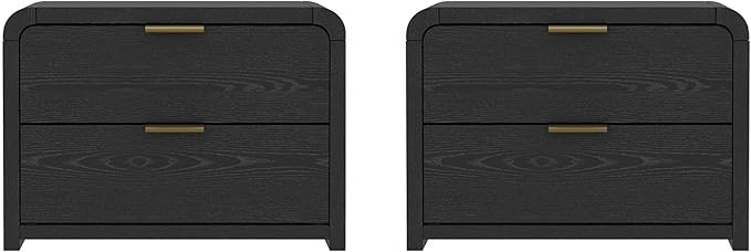 Manhattan Comfort Grace Modern Nightstand with Drawers, Wood Bedside Table with Rounded Corners &... | Amazon (US)