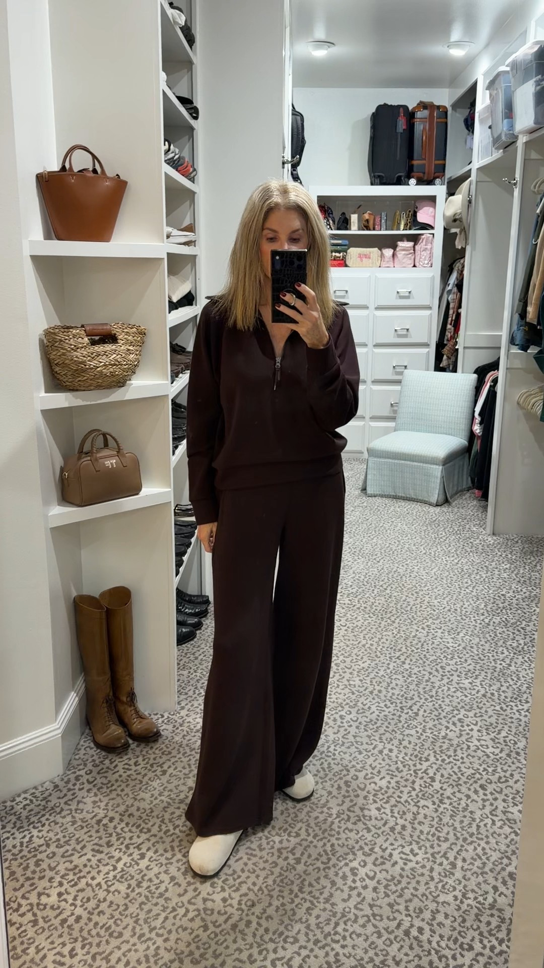 Loving this top & bottom in the chocolate brown color. Also available in black. Wearing size M. 

#LTKOver40 #LTKStyleTip