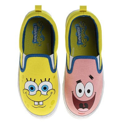 Nickelodeon SpongeBob SquarePants SpongeBob and Patrick Slip On Low Top Canvas Sneakers. (Little Kids/Big Kids)Yellow/Blue, Size: 1 | Target