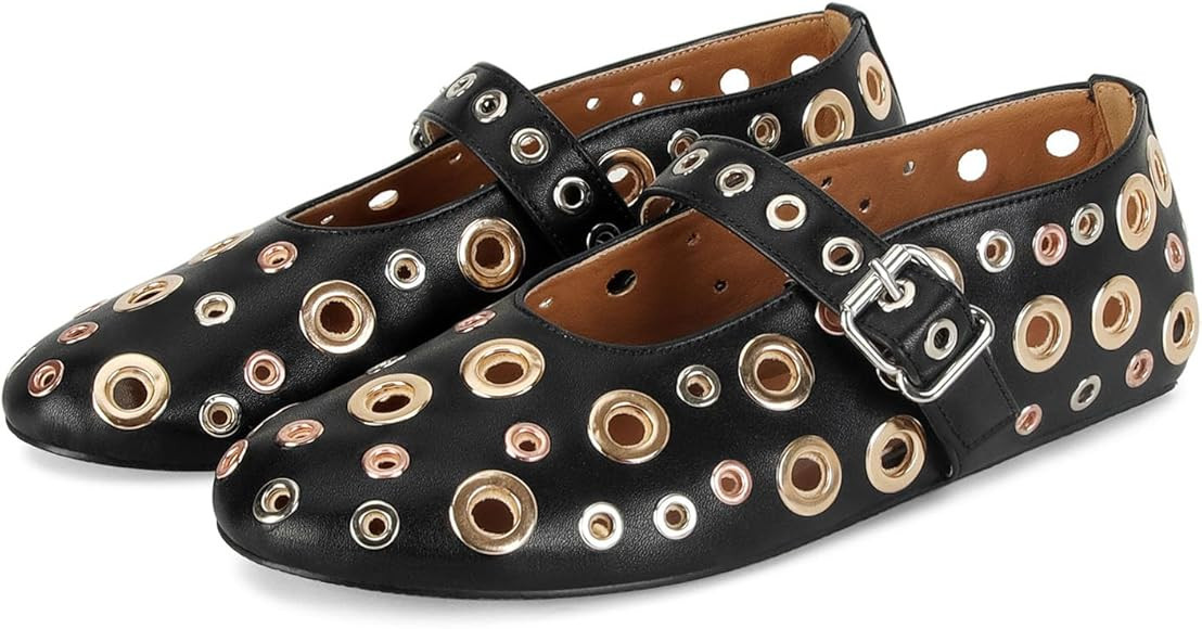MICIFA Leopard Mesh Ballet Flats for Women Round Toe Mary Jane Buckle Flats Fall Comfortable Casu... | Amazon (UK)