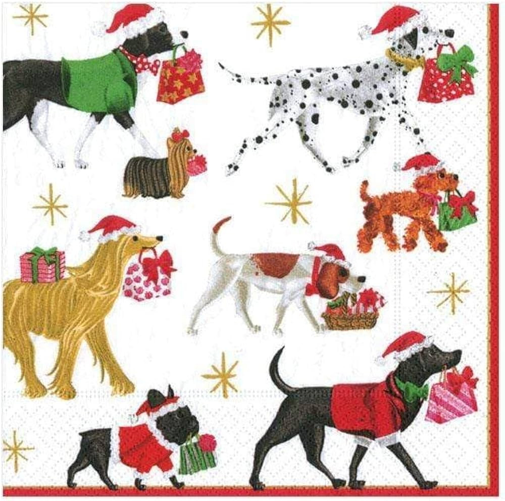 Entertaining with Caspari Christmas Delivery Cocktail Napkins, White | Amazon (US)