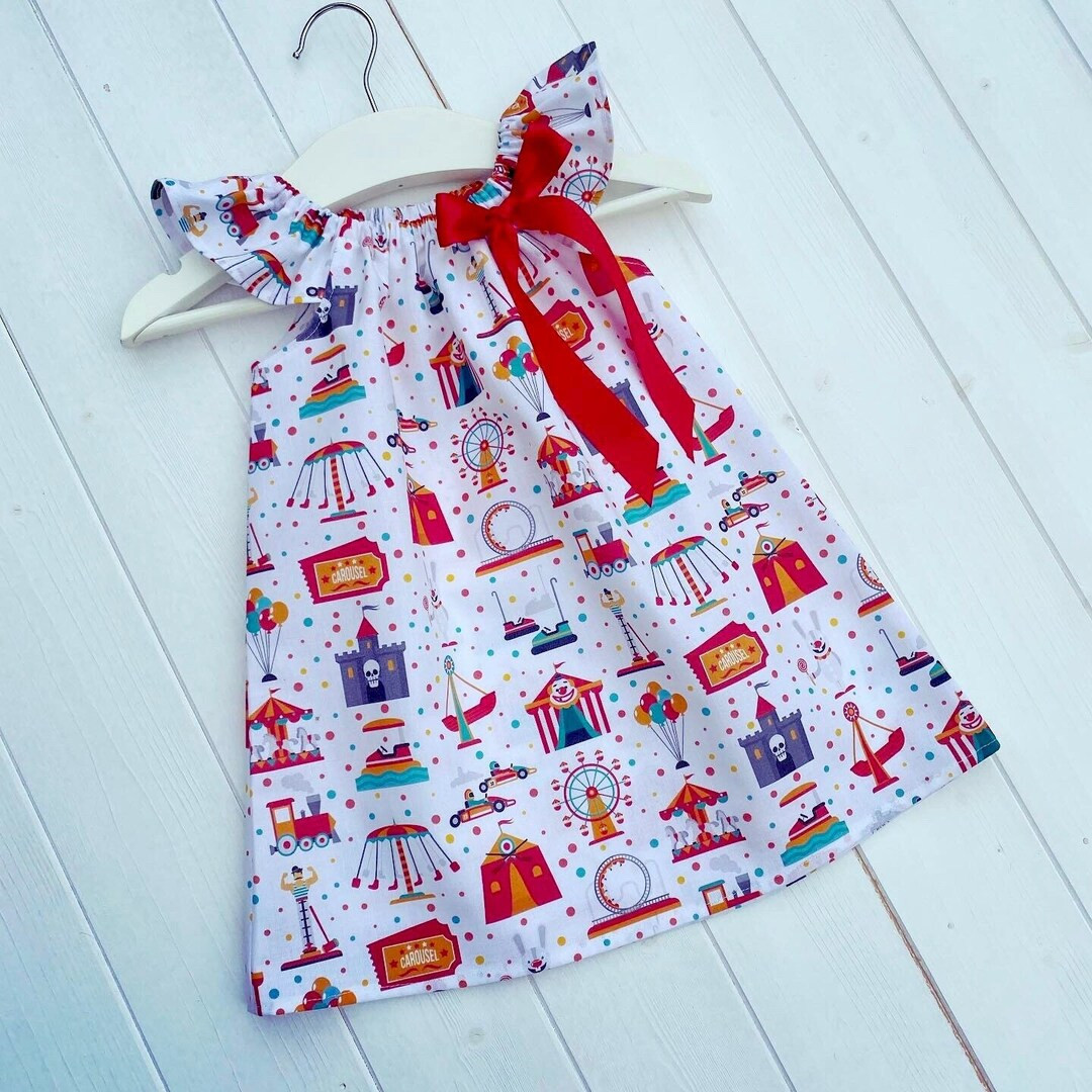 Exclusive Baby Toddler Little Girl Dress Carousel Circus Carnival Bigtop Clown Balloons 0-3 / 3-6... | Etsy (US)
