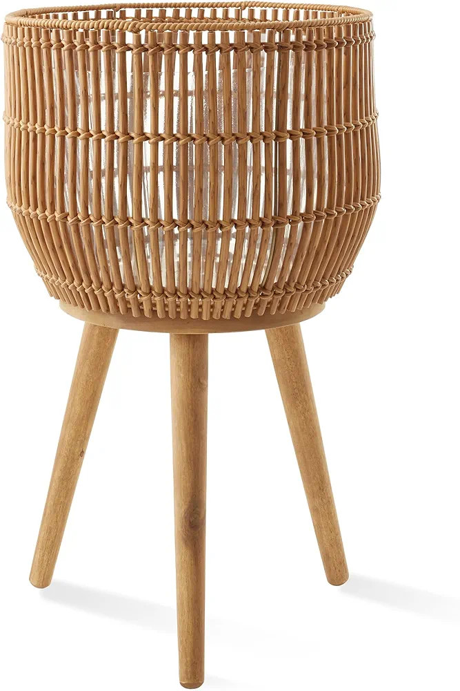 Casafield Indoor Planter with Stand, Natural Floor Planter with Wood Legs, Large Plant Pot Cover ... | Amazon (US)
