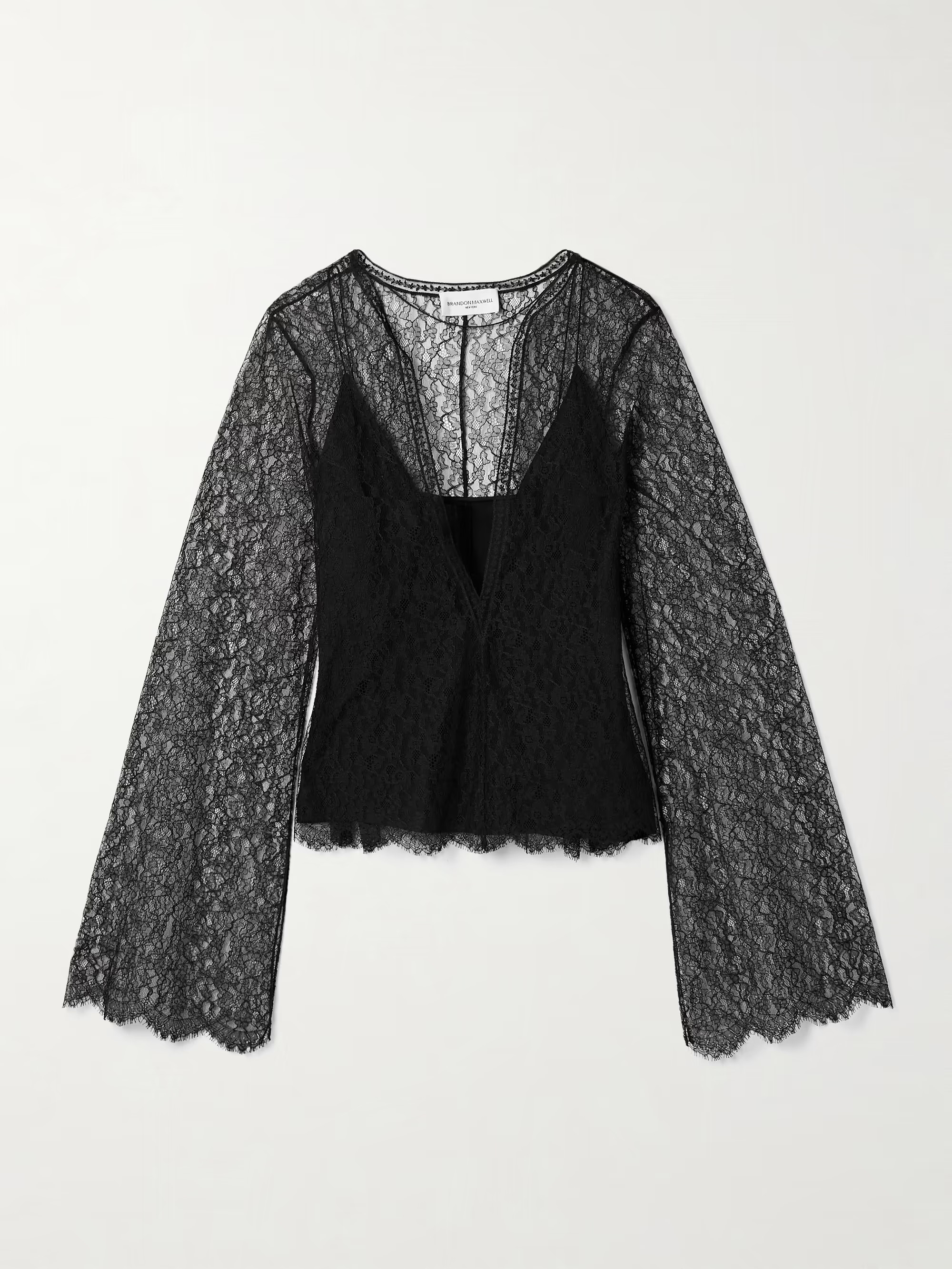 The Eloise Chantilly lace and crepe top | NET-A-PORTER (US)