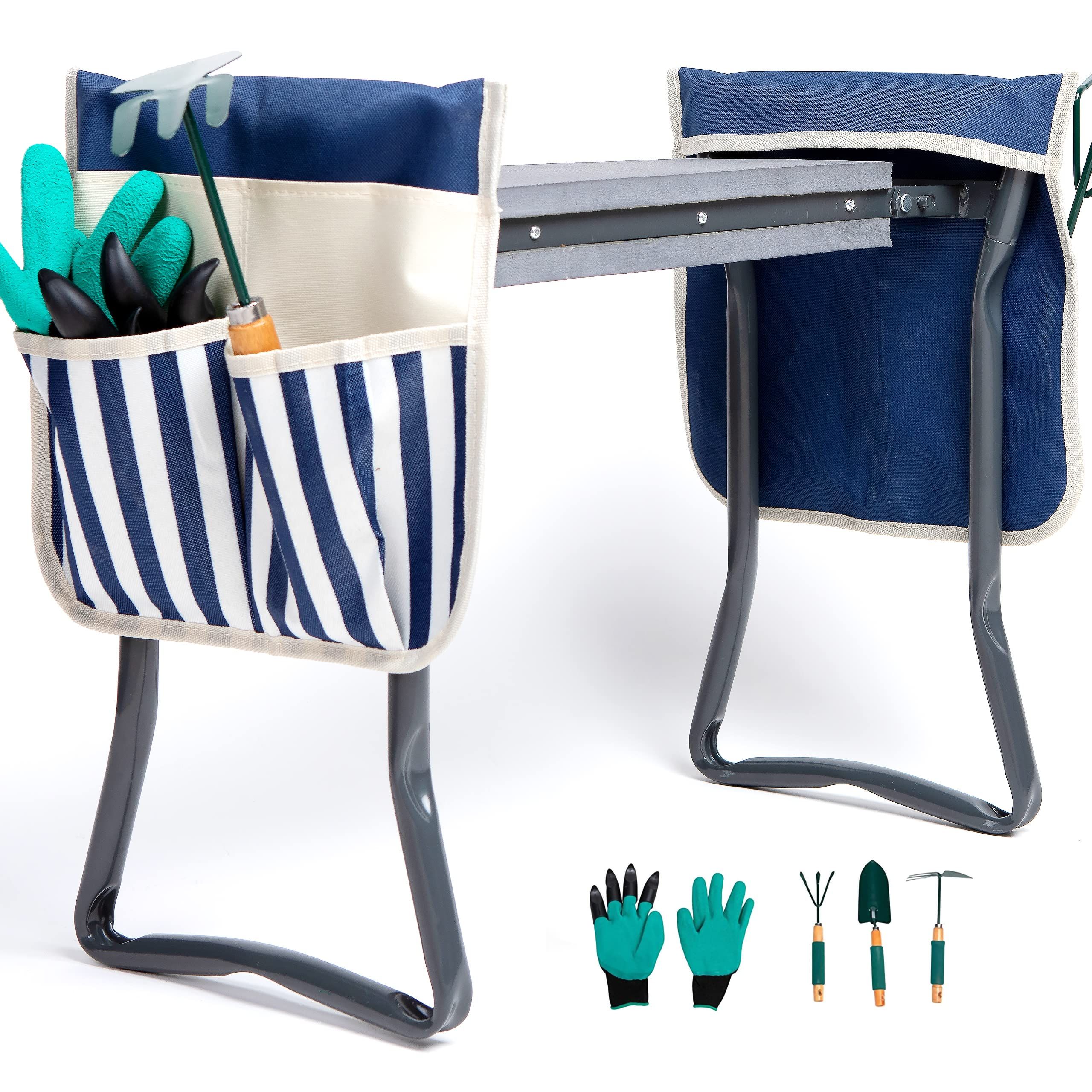 LYKO Garden Kneeler and Seat, Portable Garden Stool Foldable W/ 2 Tool Bags and Free Outdoor Tool Ki | Amazon (US)