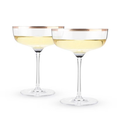 Twine Copper Rim Crystal Coupe Glasses, Electroplated Copper Rim - Set of 2, 10oz | Target