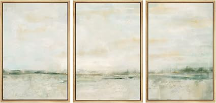 SIGNWIN Framed Canvas Print Wall Art Set Grunge Tan Green Pastel Landscape Shapes Abstract Illust... | Amazon (US)