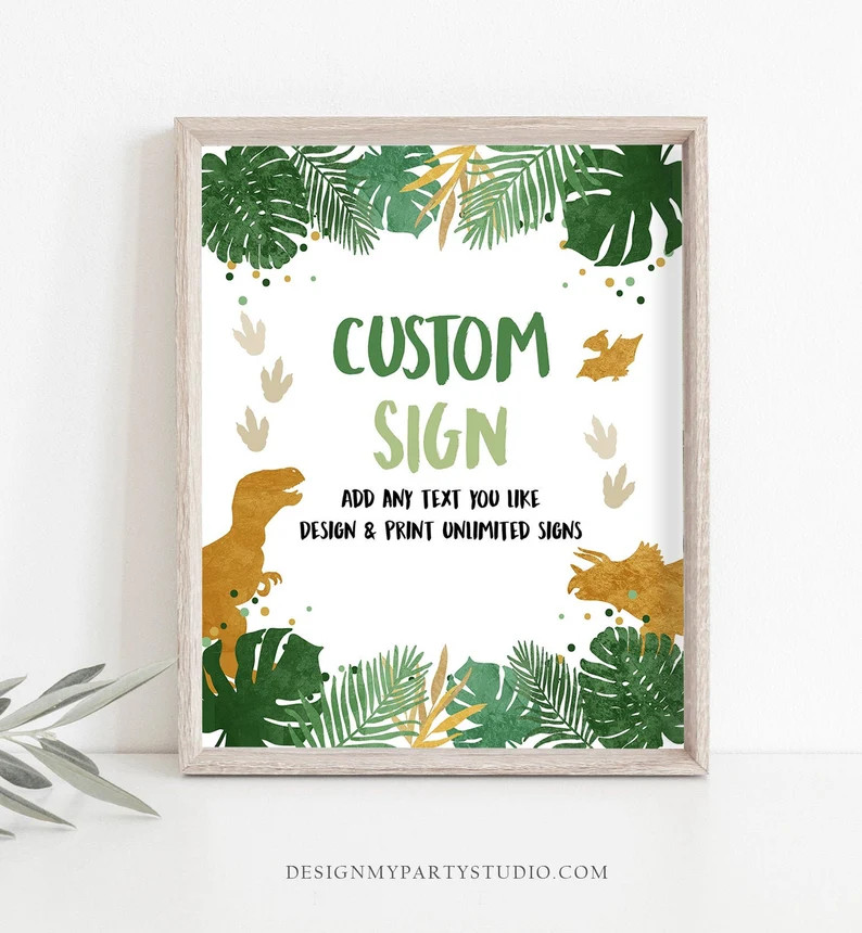Editable Custom Sign Dinosaurs Dino Sign Birthday Decor | Etsy | Etsy (US)
