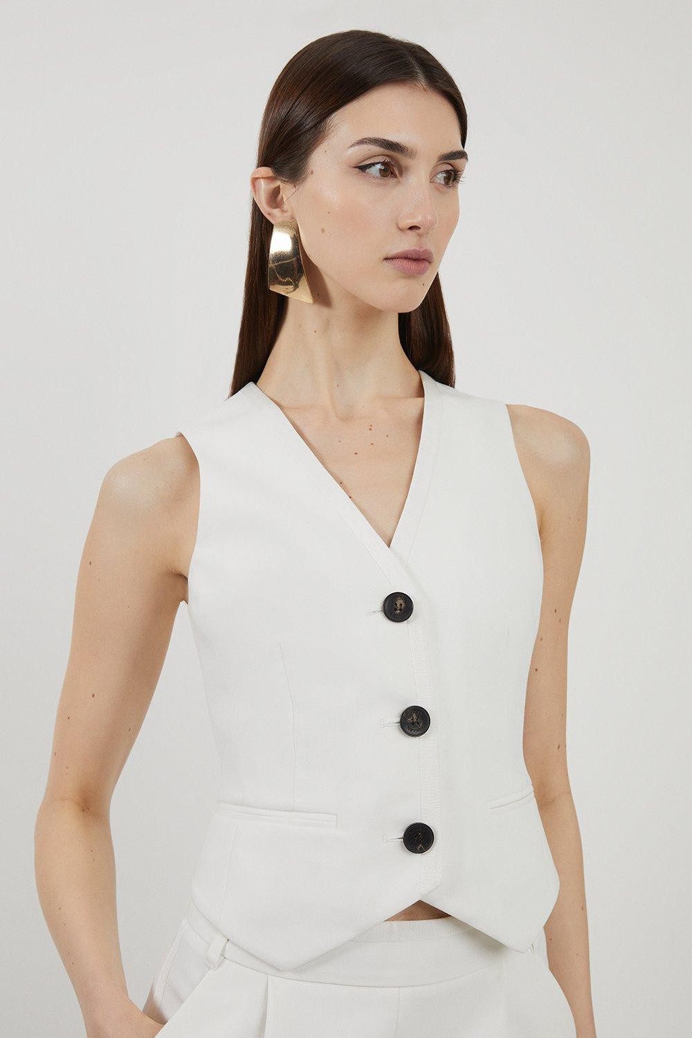 Clean Tailored Grosgrain Tipped Waistcoat | Karen Millen UK + IE + DE + NL