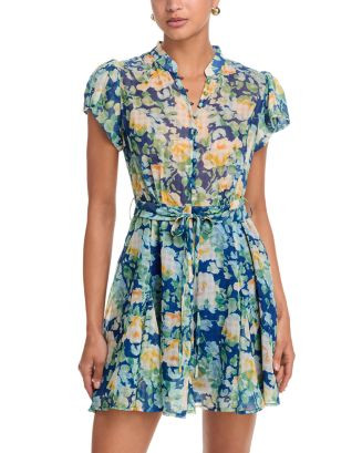 Floral Button Front Flutter Mini Dress - Exclusive | Bloomingdale's (US)