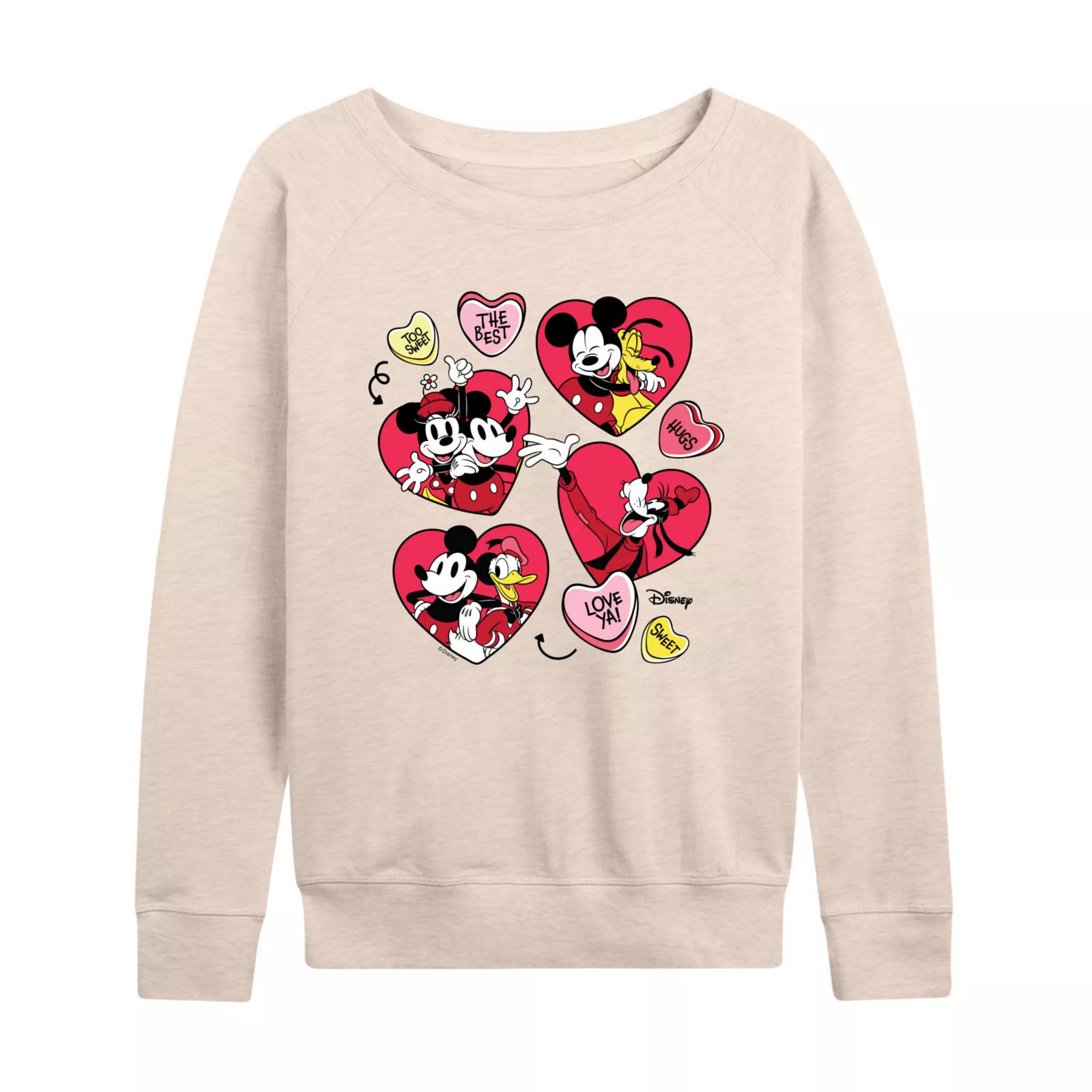 Disney's Mickey Mouse & Friends Women's Candy Hearts French Terry Long Sleeve Tee | Kohl's