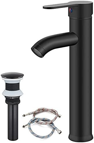 Matte Black Vessel Bowl Sink Faucet 1 Handle Single Hole Deck Mount Bathroom Lavatory Vanity Mixe... | Amazon (US)