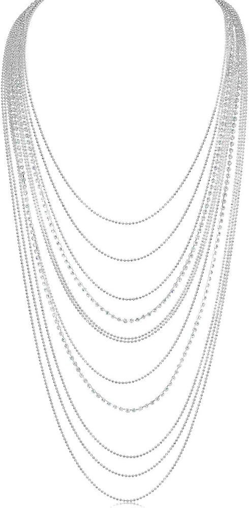 Humble Chic Simulated Diamond Statement Necklace for Women - Layered Cubic Zirconia Long Waterfal... | Amazon (US)