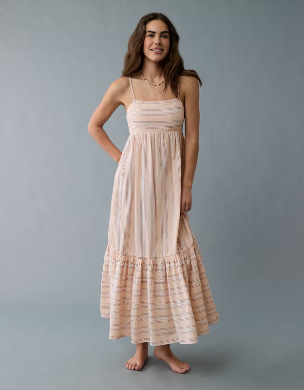 AE Tie Back Babydoll Maxi Dress | American Eagle Outfitters (US & CA)
