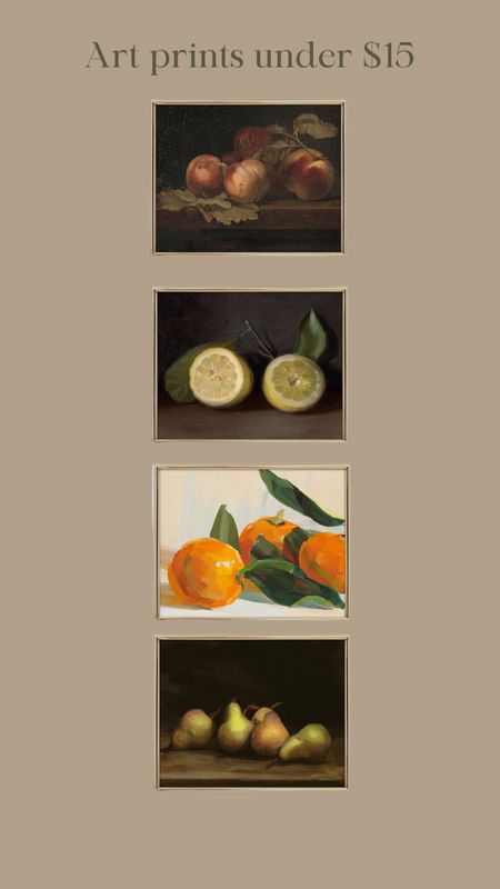 Love this vintage looking still life prints from Amazon, each under $15