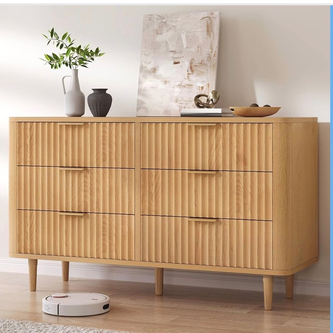 Eye-catching Fluted Design: The natural oak chest of drawers adopts rounded corners to soften the contour of the streamlined frame, with a unique waveform fluted plate, wide golden aluminum handles, and solid wood legs, lighting up your living space with an elegant appearance

#LTKSaleAlert #LTKHome