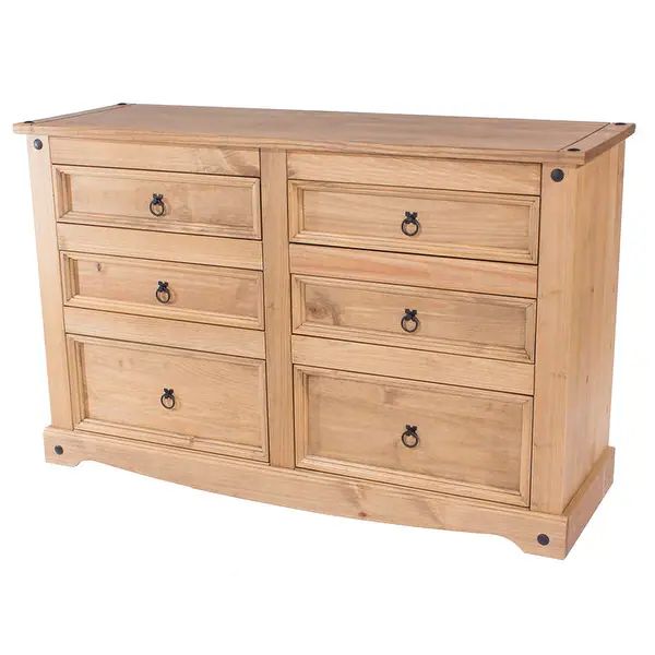 Wood Dresser 3+3 Drawers Chest Corona Collection | Furniture Dash - Antique brown color stain. | Bed Bath & Beyond