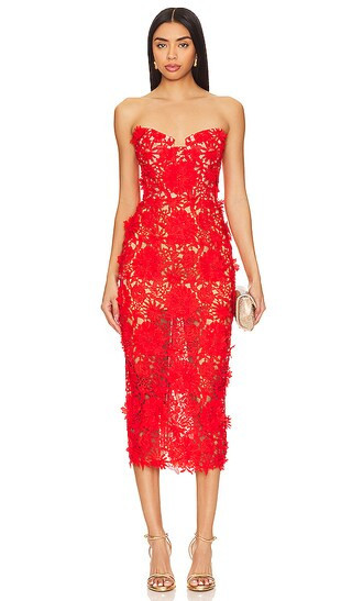 Bronx and Banco Jasmine Midi Dress in Red. - size M | Revolve Clothing (Global)