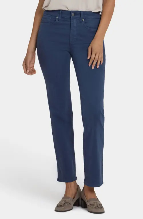 NYDJ Marilyn High Waist Straight Leg Jeans in Vintage Navy at Nordstrom, Size 2P | Nordstrom