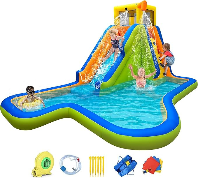 6 in 1 Inflatable Water Slide Bounce House, 15.3x9.5x7.9FT 300LBS Weight Limit, Wet Dry Outdoor W... | Amazon (US)