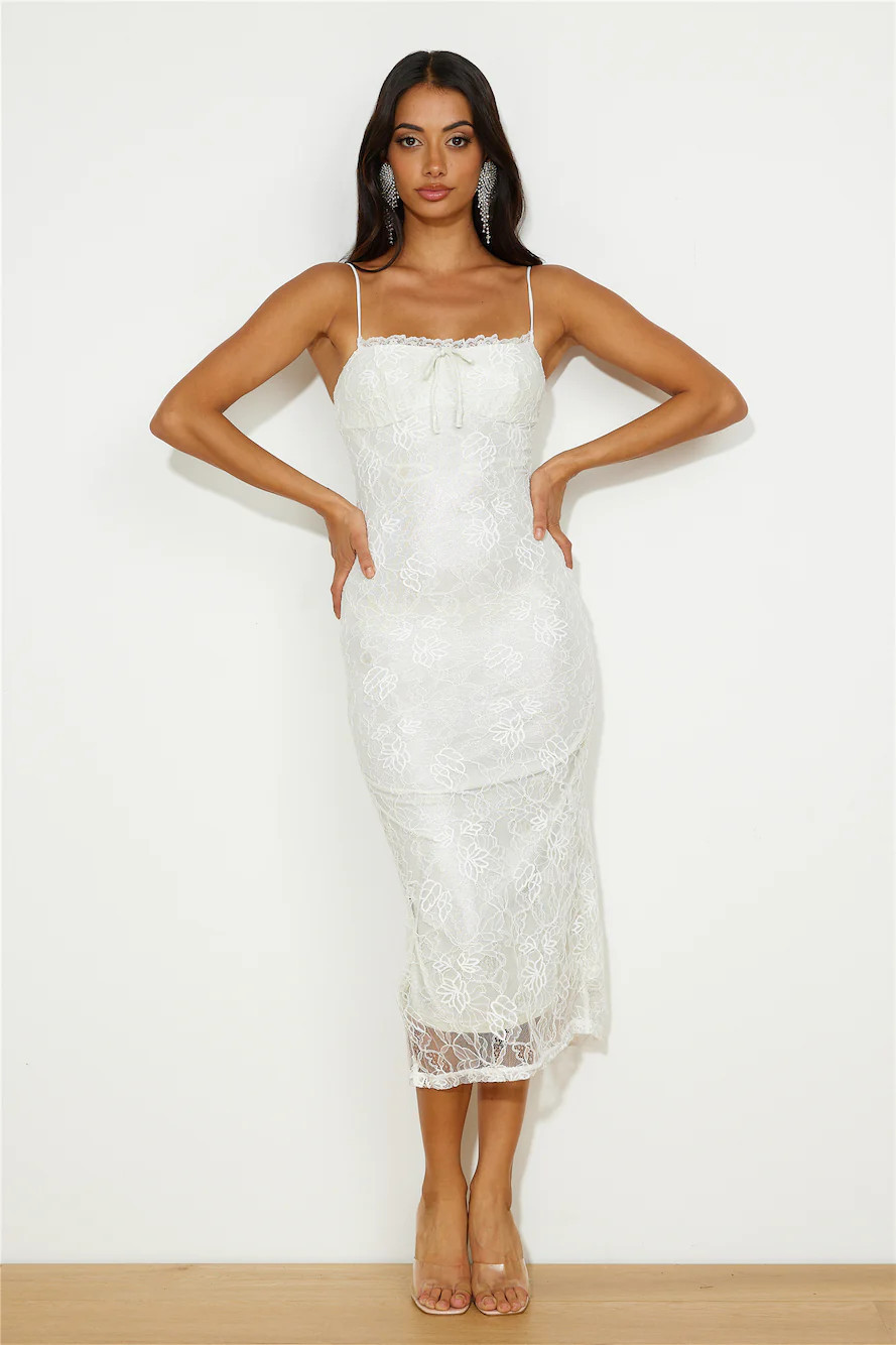 Style Sleek Lace Midi Dress White | Hello Molly (AU)