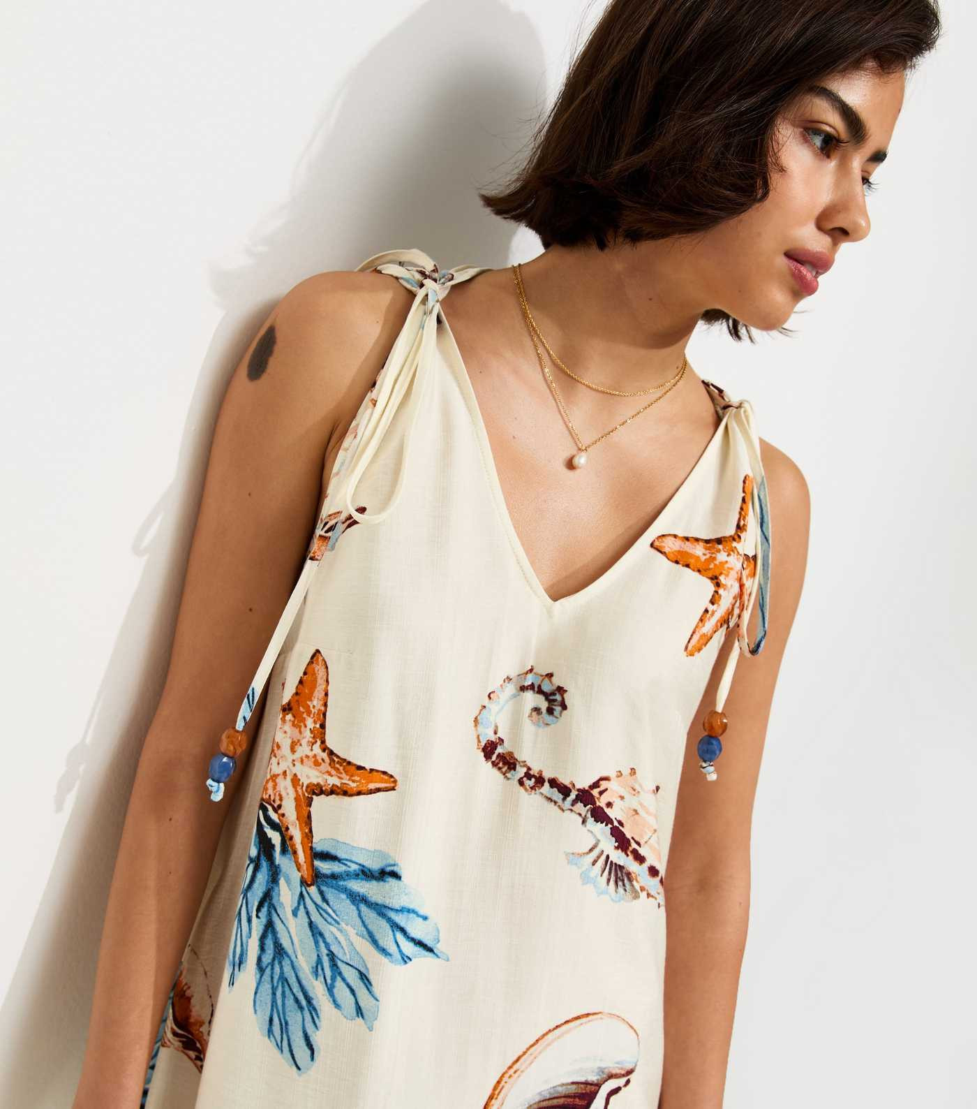 Cream Shell Print Beaded Strap Maxi Dress | New Look | New Look (UK)