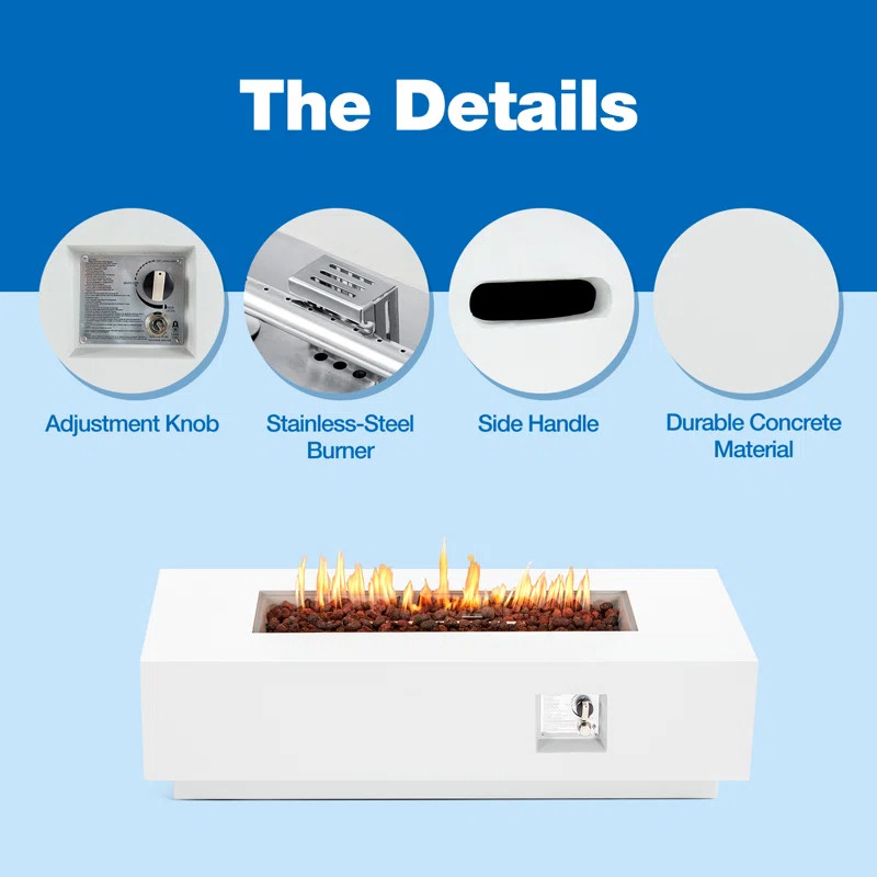 Latitude Run® Clyne 15.5'' H x 56'' W MGO Concrete Propane Outdoor Fire Pit Table (Tank and Tank... | Wayfair North America