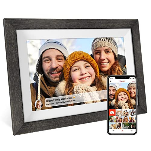 Frameo 10.1 inch Digital Picture Frame WiFi Smart Digital Photo Frame Wood IPS HD 1280 * 800 1080P Touch Screen Auto-Rotate Easy Setup to use Free Share Photos and Videos Gift for mon Father Women | Amazon (US)