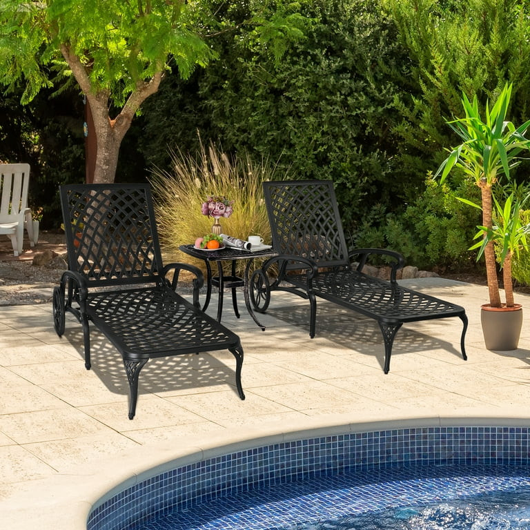 Ktaxon 2 Pack Outdoor Aluminum Lounge Chair Sunbed Lounge Chaise Chair w/ Adjustable Backrest for... | Walmart (US)