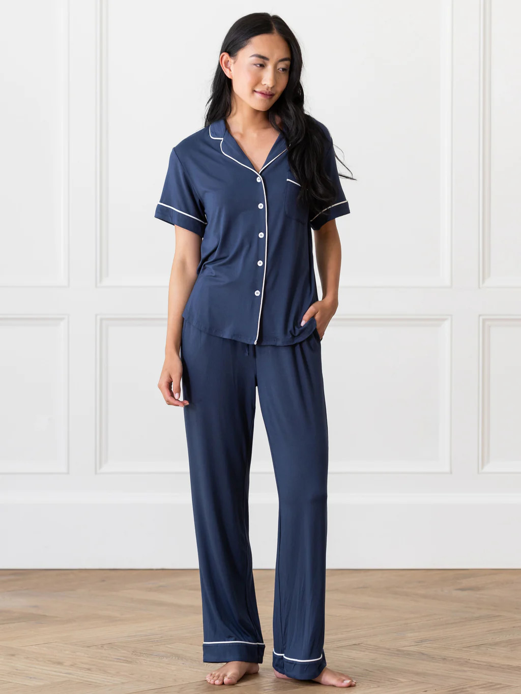 Women's Stretch-Knit Short Sleeve & Pant Bamboo Pajama Set | Cozy Earth