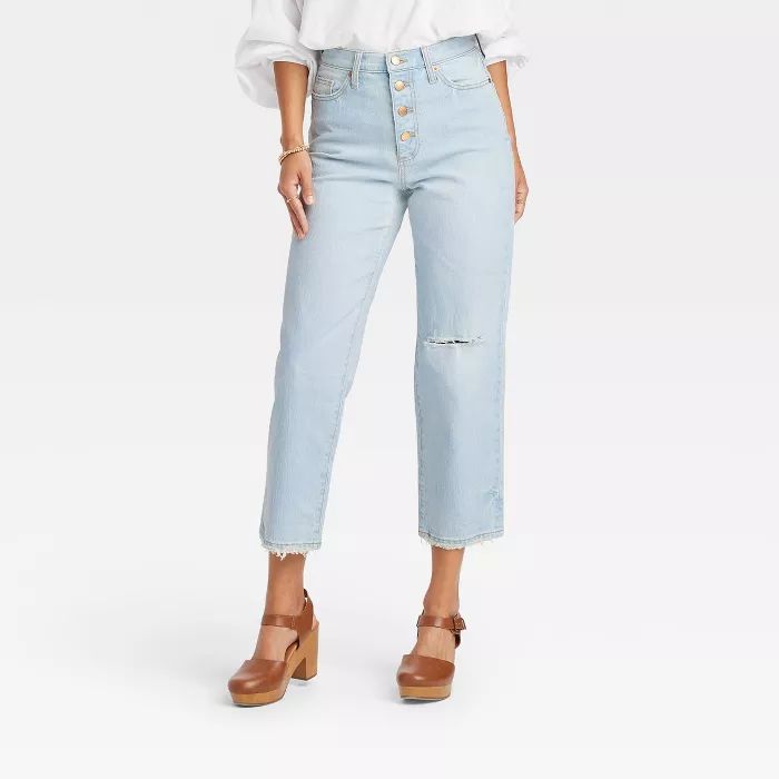 Women&#39;s High-Rise Vintage Straight Cropped Jeans - Universal Thread&#8482; Light Blue 0 | Target
