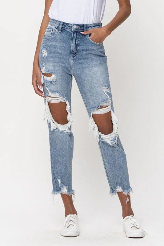 Cello High Rise Distressed Crop Straight Jeans | Walmart (US)