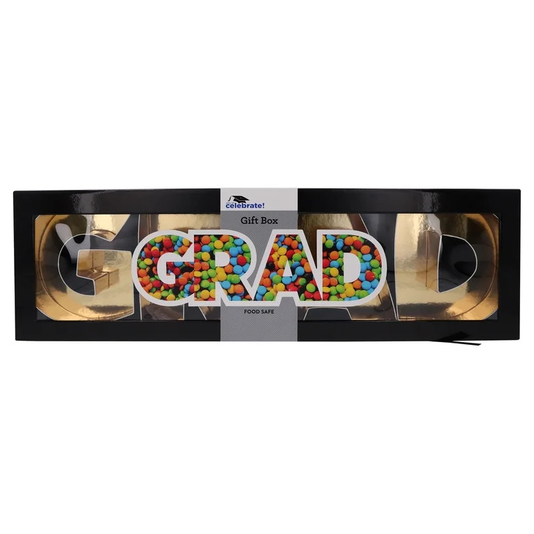 Grad Gift Box, Black and Gold, 22.5", Graduation by Way To Celebrate | Walmart (US)