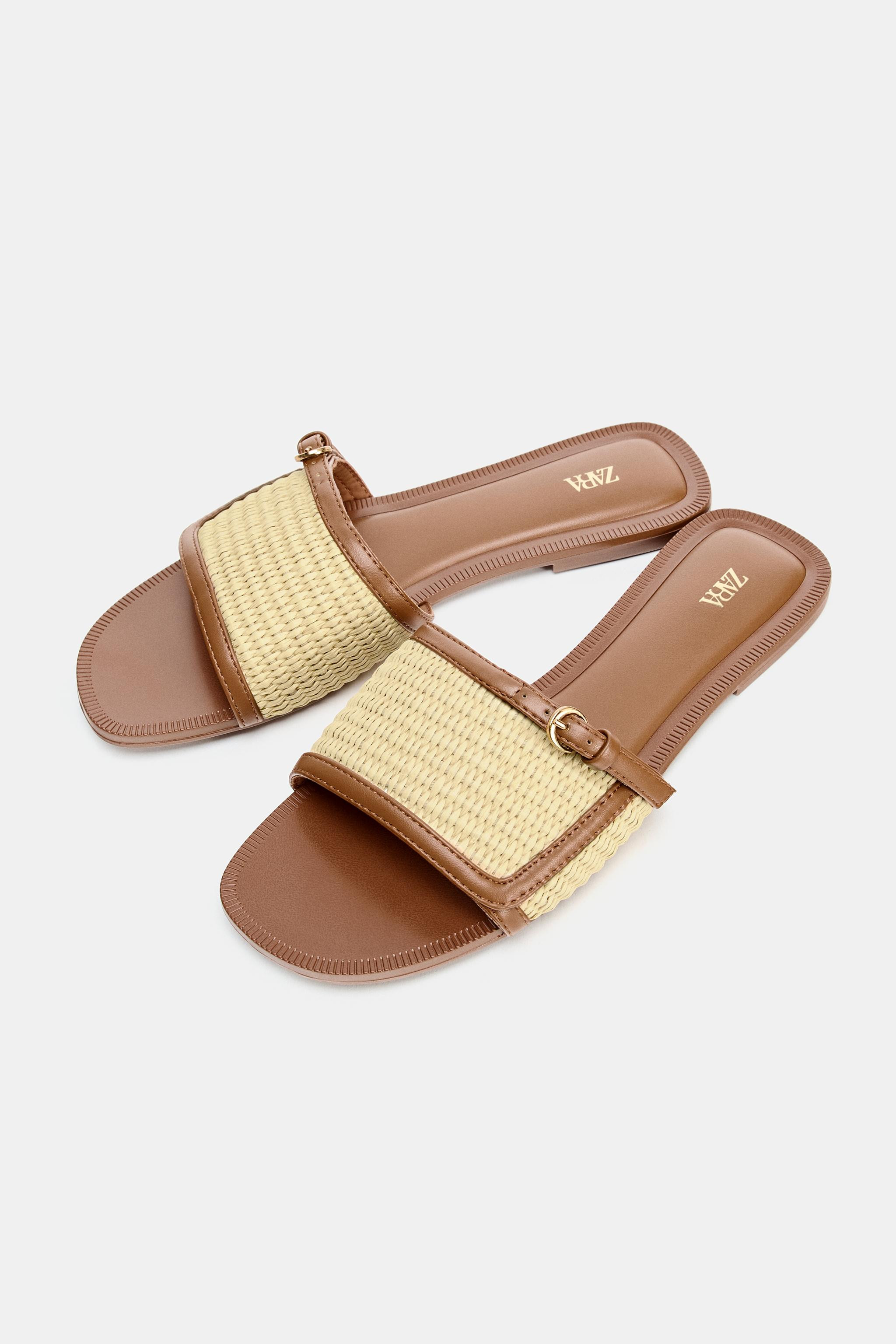 FLAT WOVEN BUCKLE SANDALS | Zara US