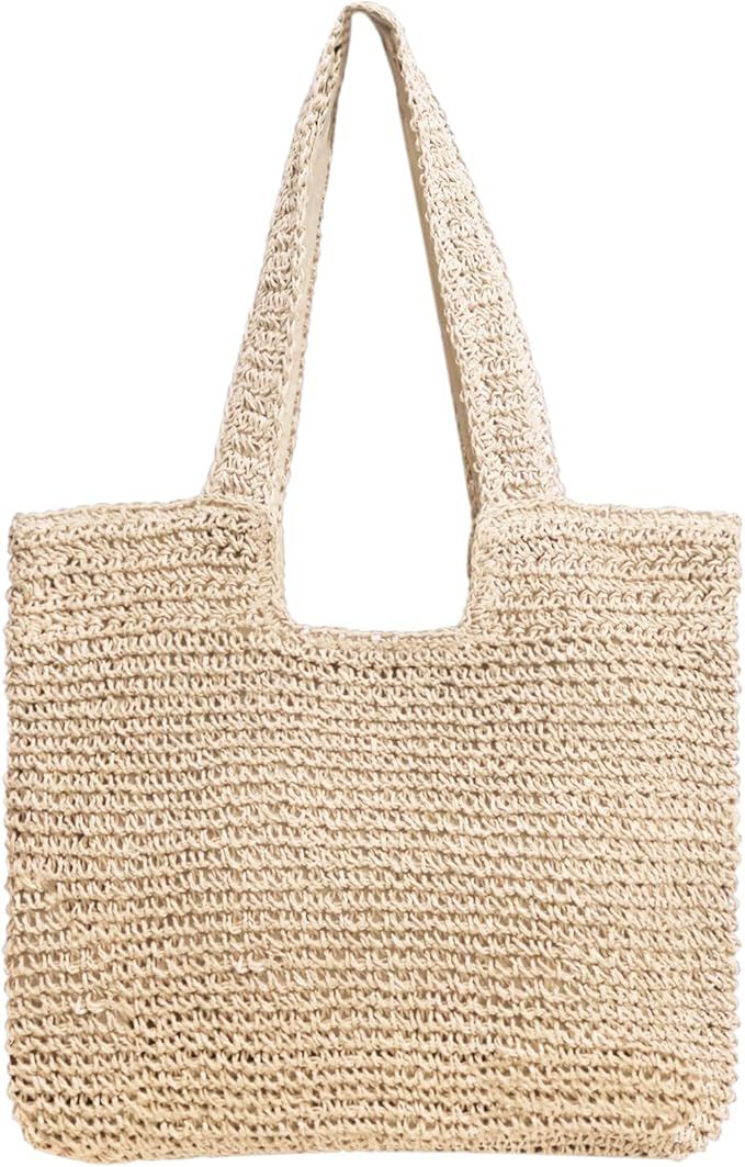 Straw Beach Bag The Tote Bag for Women Summer Rattan Bag for Vacation Wicker Woven Weekender Bags | Amazon (US)